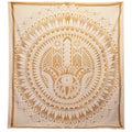 Double Cotton Bedspread/Wall Hanging - Hamsa - White Gold