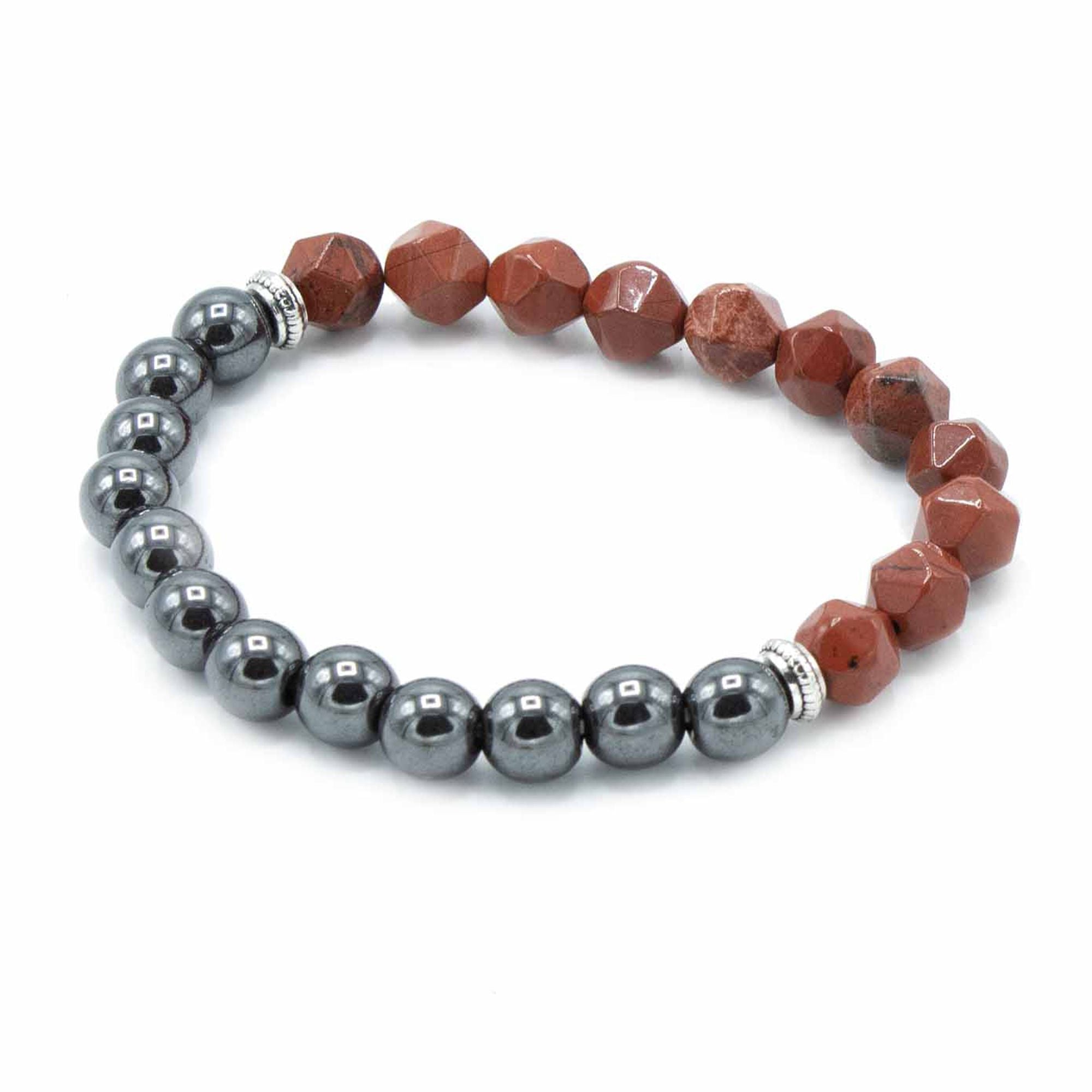 Red Jasper Faceted Gemstone Bracelet - Magnetic