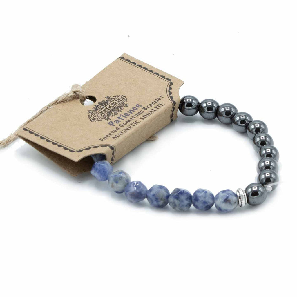 Sodalite Faceted Gemstone Bracelet - Magnetic