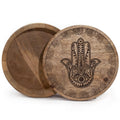 Big Round Box - Hamsa Black Engraved