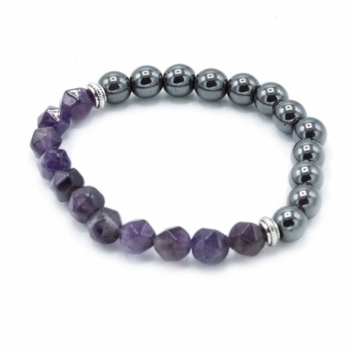 Amethyst Faceted Gemstone Bracelet - Magnetic