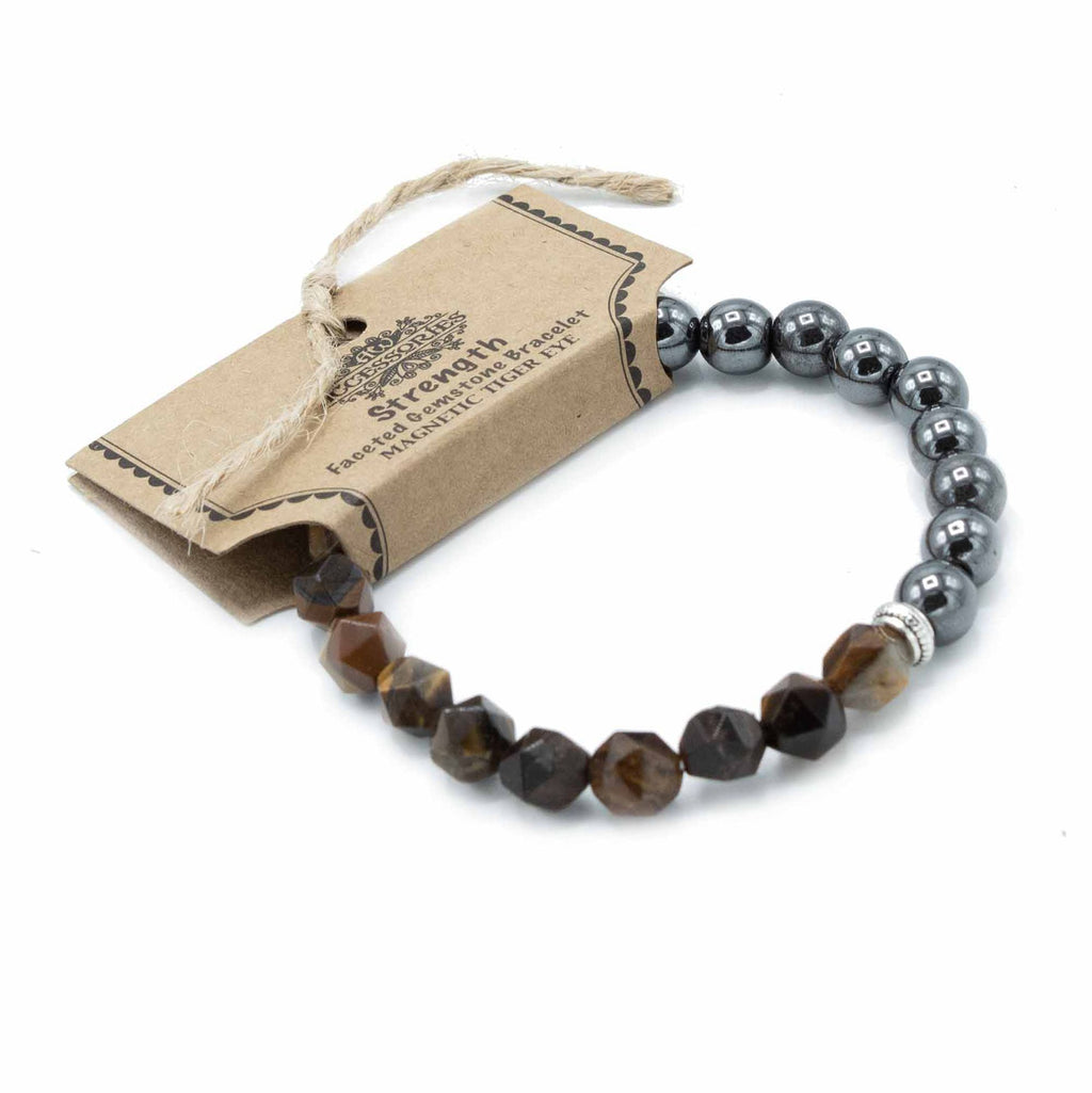 Tigers Eye Faceted Gemstone Bracelet - Magnetic