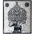 Double Cotton Bedspread/Wall Hanging - Mono - Elephant Tree