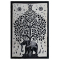 Single Cotton Bedspread/Wall Hanging - Mono - Elephant Tree