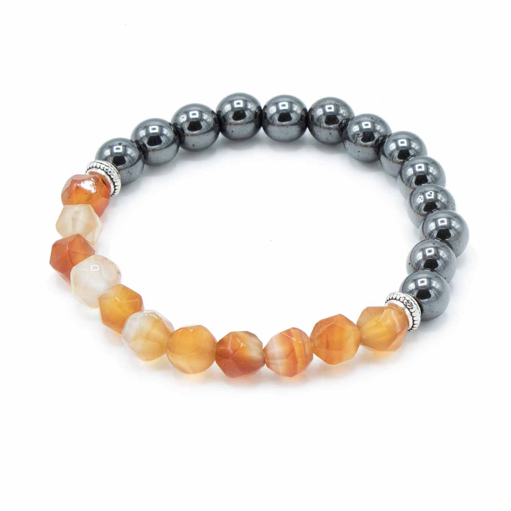 Carnelian Faceted Gemstone Bracelet - Magnetic